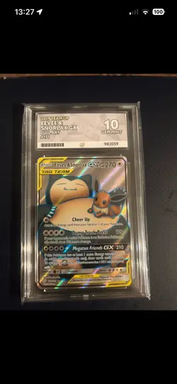Pokemon TCG Eevee & Snorlax GX Sun Moon Team Up 171/181 ACE 10 (PERFECT 10’s) - Image 1