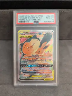 Pokemon TCG Eevee & Snorlax GX SM169 Tag Team PSA 10 Graded - GEM MINT - Image 1