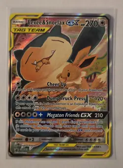 Pokemon Eevee & Snorlax GX TCG Sun & Moon Team Up SM169 Promo Card NM Condition - Image 1