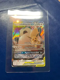 Pokemon TCG Eevee & Snorlax GX Sun Moon Team Up 120/181 Holo Ultra Rare - Image 1