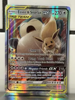 Pokemon TCG Eevee &Snorlax GX Tag Team120/181 Ultra Rare HoloTeam Up LP/MP - Image 1
