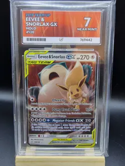 Pokemon TCG Eevee & Snorlax GX Sun Moon Team Up 120/181 Holo Ultra Rare ace 7 - Image 1