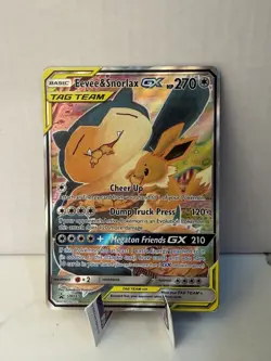 Pokemon TCG Eevee & Snorlax GX SM169 Tag Team Holo Black Star Promo - Image 1
