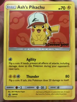 Ash's Pikachu SM109 Sun & Moon Black Star Promo Pokemon - Image 1