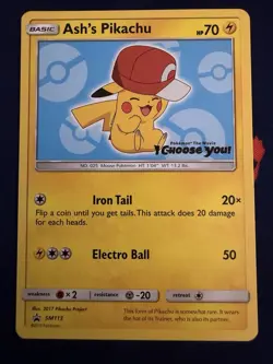 Ash's Pikachu SM109 Sun & Moon Black Star Promo Pokemon - Image 1