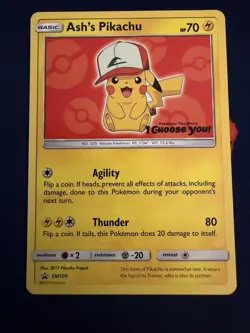 Ash's Pikachu SM109 Sun & Moon Black Star Promo Pokemon - Image 1