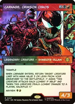 NM Borderless Foil Carnage, Crimson Chaos, MTG, Marvel's Spider-Man, Magic, 227 - Image 1