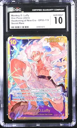 CGC 10 ONE PIECE MONKEY D. LUFFY OP05-119 SEC 2023 Awakening of the New Era - Image 1