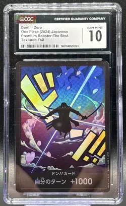 🔥🔥 One Piece Japanese PRB-01 The Best Zoro DON!! Foil Holo CGC 10 🔥🔥 - Image 1