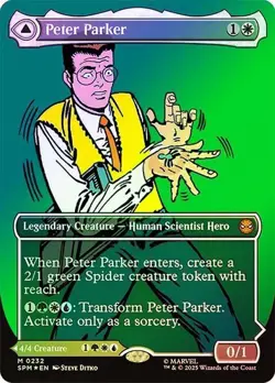 NM Borderless Foil Peter Parker, MTG, Marvel's Spider-Man, Magic, 232 - Image 1
