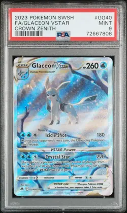 2023 Pokemon Crown Zenith Glaceon VSTAR #gg40 Full Art Sword & Shield PSA 9 Mint - Image 1