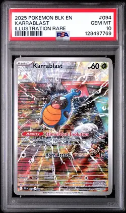 Pokemon TCG Karrablast Holo Illustration Rare Black Bolt 094/086 PSA 10 - Image 1