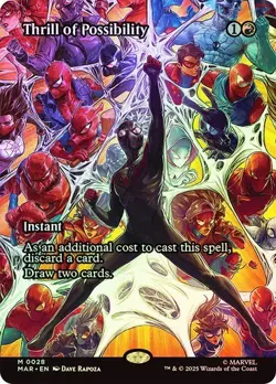 NM Borderless Foil Thrill of Possibility, MTG, Marvel's Spider-Man, Magic, 28 - Image 1