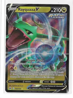 Rayquaza V 100/159 Crown Zenith Sword & Shield SWSH Holo Pokemon TCG Card NM - Image 1