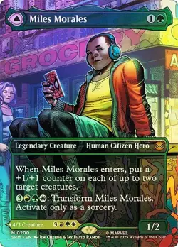 NM Borderless Foil Miles Morales, MTG, Marvel's Spider-Man, Magic, 200 - Image 1