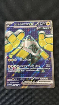 Pokemon Iron Hands EX TCG Full Art Holo Ultra Rare Card 223/182 Paradox Rift NM - Image 1