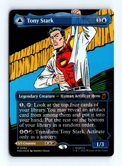 Tony Stark (Borderless) (Foil) 0392 (M) MTG Marvel Super Heroes (MSH) - Image 1