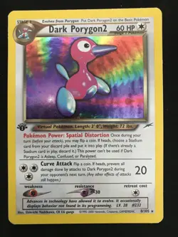 Pokemon TCG Dark Porygon2 8/105 1st Edition Neo Destiny Holo LP - Image 1