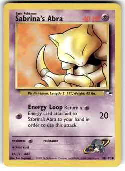 Sabrina's Abra 91/132 Common Gym Heroes Pokemon Unlimited Lightly Played - Image 1