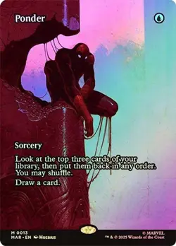 NM Borderless Foil Ponder, MTG, Marvel's Spider-Man, Magic the Gathering, 13 - Image 1