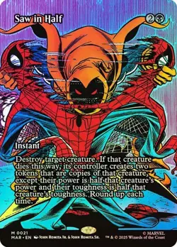 NM Borderless Foil Saw in Half, MTG, Marvel's Spider-Man, Magic, 21 - Image 1