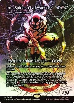 NM Borderless Foil Iron Spider, Civil Warrior, MTG, Marvel's Spider-Man, Magic - Image 1