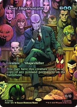 NM Borderless Foil Clever Impersonator, MTG, Marvel's Spider-Man, Magic, 8 - Image 1