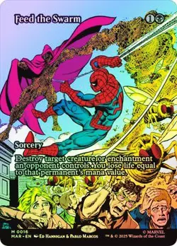 NM Borderless Foil Feed the Swarm, MTG, Marvel's Spider-Man, Magic, 16 - Image 1