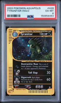 Pokemon TCG Tyranitar #H28 Holo Rare 2003 Pokemon Aquapolis PSA 6 - Image 1