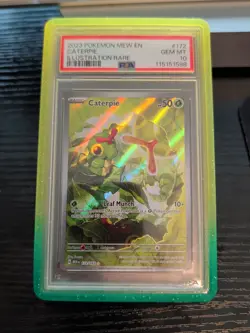 PSA 10 GEM MINT Caterpie 151 Illustration Rare English 2023 Pokemon Holo 172/165 - Image 1