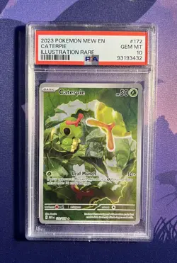 2023 POKEMON SV 151 - MEW EN #172/165 CATERPIE ILLUSTRATION RARE PSA 10 - Image 1