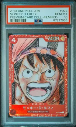 PSA 10 GEM MINT Japanese One Piece 2023 MONKEY D. LUFFY P-022 FILM RED ALT ART - Image 1