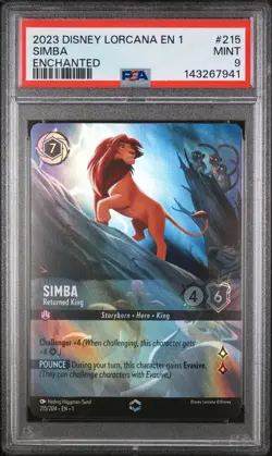2023 DISNEY LORCANA EN 1-THE FIRST CHAPTER ENCHANTED SIMBA - RETURNED KING PSA 9 - Image 1