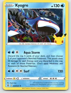 Kyogre 003/025 Rare Celebrations Pokemon Near Mint - Image 1