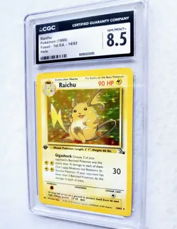 CGC 8.5 NM-MINT 1st Edition RAICHU 1999 FOSSIL 14/62 Holo Pokemon WOTC Card - Image 5
