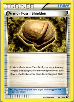 Armor Fossil Shieldon 98/114 Uncommon Steam Siege Pokemon Lightly Played - Image 1