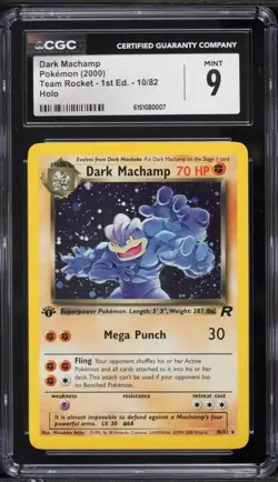 CGC 9 Dark Machamp 1st Edition Holo Rare Team Rocket 2000 Pokemon Card #10 - Image 1