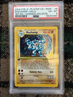 Pokemon TCG Machamp 1st Edition COSMOS Holofoil PSA 6 8/102 1999 2000 - Image 1