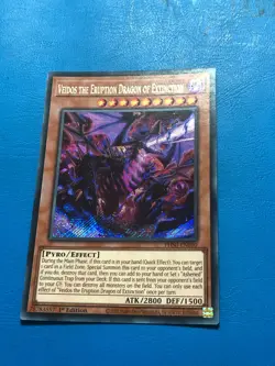 YUGIOH Secret Rare Veidos The Eruption Dragon Of Extinction PHNI-EN090 1st Ed - Image 1