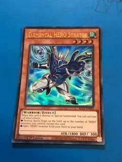YUGIOH Ultra Rare Elemental Hero Stratos BLC1-EN022 1st Edition - Image 1