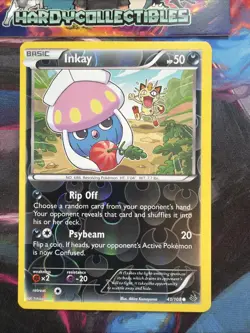 Pokemon Card Inkay 41/108 XY Roaring Skies Reverse Holo NM Featuring Meowth - Image 1