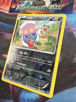 Pokemon Card Inkay 41/108 XY Roaring Skies Reverse Holo NM Featuring Meowth - Image 2