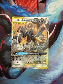 Pokemon TCG Lucario Melmetal GX Card Unbroken Bonds Full Art MP 120/214 Mint - Image 3