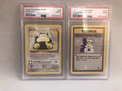 2 PSA 9 Pokemon Base Set 2 Rares Snorlax 30/130 & Imposter Professor Oak 102/130 - Image 1