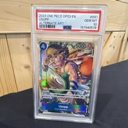 Bandai One Piece CCG 2023 OP03 EN Usopp OP03-041 Foil Alt Art PSA 10 - Image 1