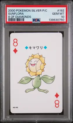 2000 POKEMON SILVER VERSION PLAYING CARDS 8 OF DIAMONDS #192 SUNFLORA PSA 10 - Image 1