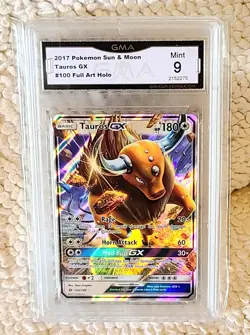 2017 Pokemon Sun & Moon Tauros GX #100/149 GMA 9 MINT CARD - Image 1