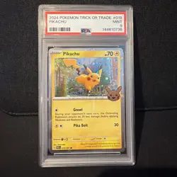 PSA 9 MINT Pikachu 018/091 Cosmos Holo Trick or Trade Pokemon Card SWIRL - Image 1