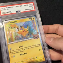 PSA 9 MINT Pikachu 018/091 Cosmos Holo Trick or Trade Pokemon Card SWIRL - Image 3