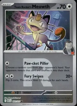 Team Rocket's Meowth (Team Rocket) 161/217 Holo Ascended Heroes NM - Image 1